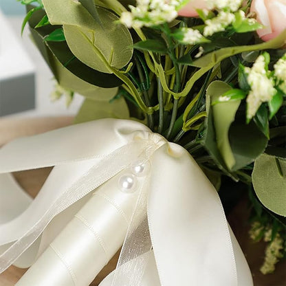CYANLUX Wedding Bouquets for Bride Bridesmaid Bouquet Champagne White Artificial Roses Flowers for Wedding Valentine's Day Church Home Decoration (1#Champagne)…