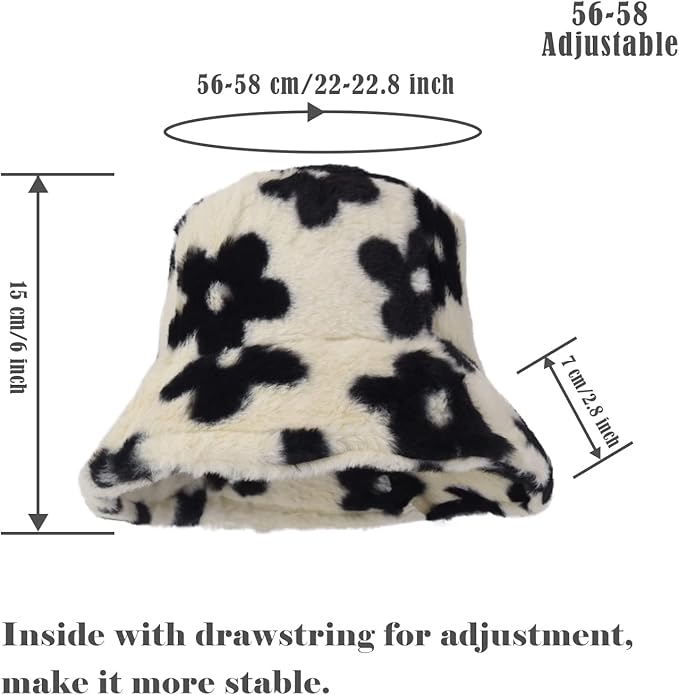 Winter Soft Faux Fur Plush Bucket Hat, Lovely Fisherman Cap, Fashion Outdoor Thick Warm Sun Cap for Women