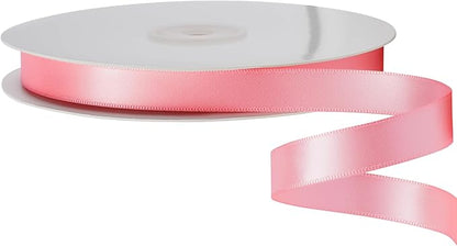 LIUYAXI Pink Satin Ribbon, Double Faced 5/8" X Continuous 25 Yards Ribbons Perfect for Gift Wrapping Bows Bouquet Wedding Craft and More