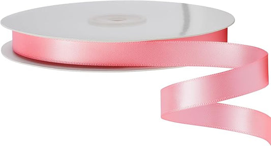 LIUYAXI Pink Stain Ribbon, 5/8" X Continuous 50 Yards, Double Faced Fabric Ribbon Perfect for Gift Wrapping Wedding Birthday Party Christmas Hair Floral Craft Baby Shower