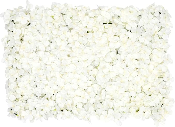 10 PCS Flower Wall Panel Artificial Flowers Wall Decoration 24" x 16" Decorative Hydrangea Flower Panels Wall for Home Party Wedding Christmas Festival Photo Backgdrop Decor (10 PCS, White)