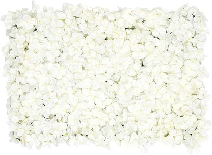 10 PCS Flower Wall Panel Artificial Flowers Wall Decoration 24" x 16" Decorative Hydrangea Flower Panels Wall for Home Party Wedding Christmas Festival Photo Backgdrop Decor (10 PCS, White)