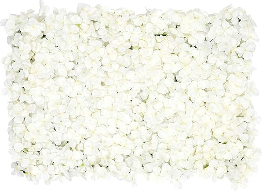 10 PCS Flower Wall Panel Artificial Flowers Wall Decoration 24" x 16" Decorative Hydrangea Flower Panels Wall for Home Party Wedding Christmas Festival Photo Backgdrop Decor (10 PCS, White)