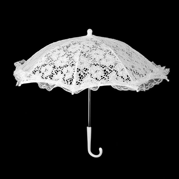 Yosoo Lace Embroidery Wedding Umbrella, Bridal Party Craft Flowers Decoration Props Accessory, for Wedding Party Celebration (51239 White)