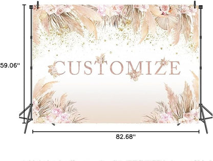 Mocsicka Boho Hello Baby Backdrop Boho Chic Pink Flowers Baby Shower Background A Sweet Little Girl is on The Way Party Cake Table Decorations Photo Booth (Customize)