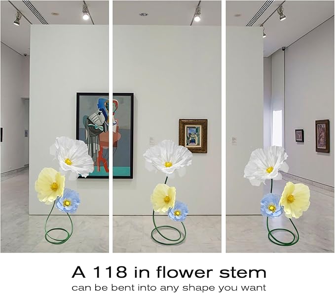 Artificial Paper Flowers Wedding Decorations - Flowers Decor Fake Floral Arrangements Flower Panels for Backdrop for Wedding Reception Arrangements Shop Window Display 3 Pack (Yellow Blue White)