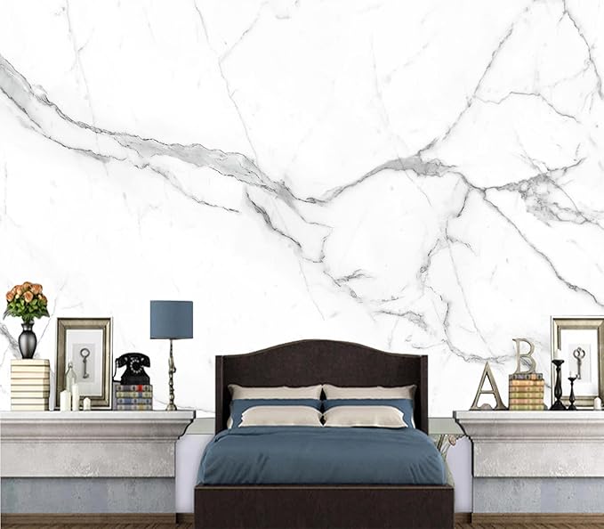 Cliouar-White Statue Marble Texture Background Mural Wallpaper Peel and Stick 90" x 67"