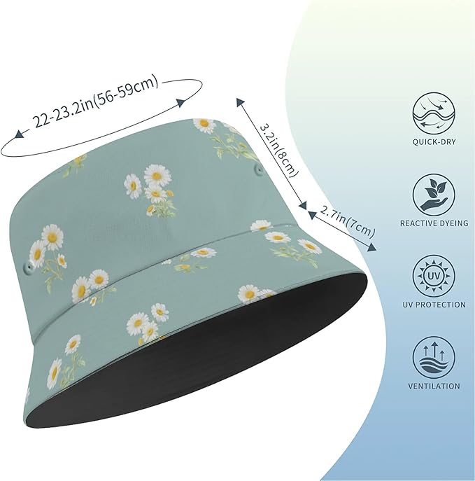 Bucket Hat for Women Men Unisex Sun Cap Packable Outdoor Fisherman Hat Headwear,Reversible Double-Side-Wear