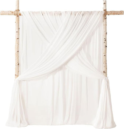 Ling's moment Weeding Arch Draping, 10Ft x 23Ft White Long Sheer Wrinkle-Free Drapes for Backdrop Curtain&Table Cloth for Birthday Party Baby Shower Photo Booth Decor