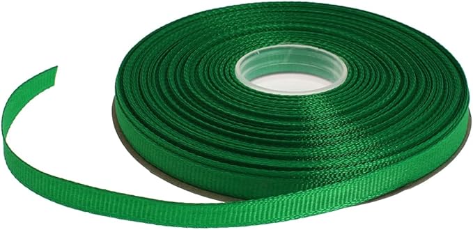 Solid Grosgrain Ribbon 25 Yard Each Roll 100% Polyester Woven Edge (1/4", Green)