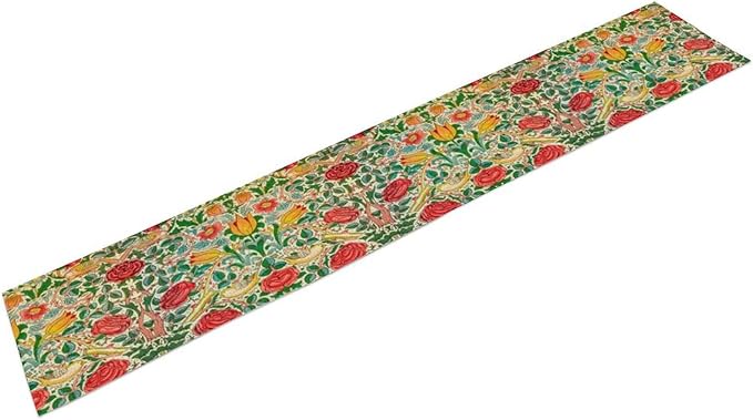 William Morris Original Design Red Rose Table Runner Vintage Floral Table Runner for Dining Table Decor 13 x 90 Inch