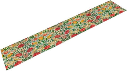 William Morris Original Design Red Rose Table Runner Vintage Floral Table Runner for Dining Table Decor 13 x 120 Inch