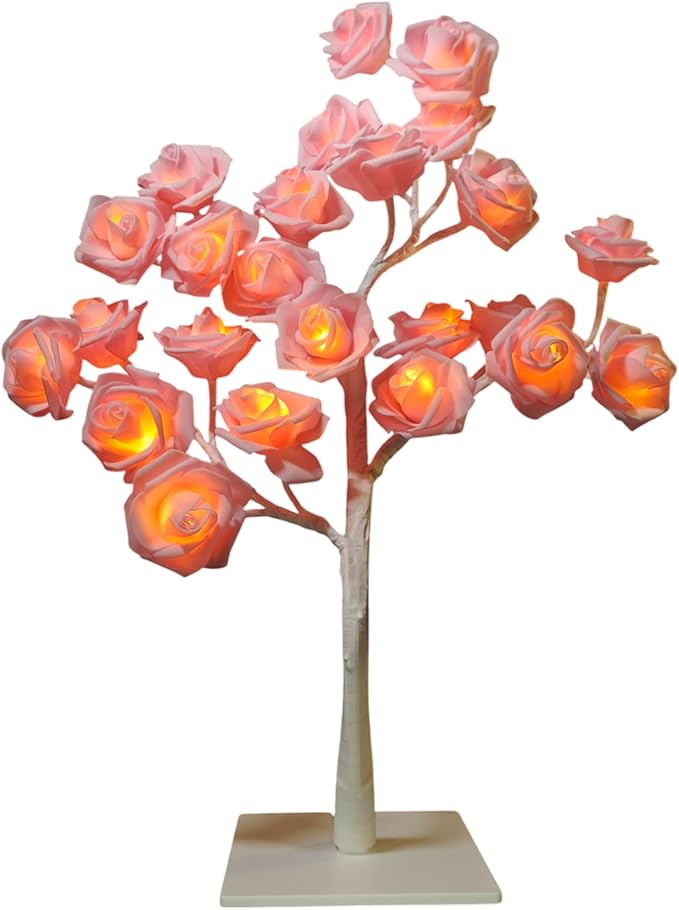 Rose Flower Tree Table Lamp – Elegant Adjustable Branch Night Light for Bedroom & Living Room – Christmas Gift & Holiday Home Décor