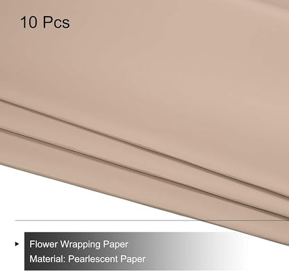 MECCANIXITY Pearlescent Film Flower Wrapping Paper 22.8x22.8 Inch Waterproof for DIY Crafts, Gift/Gift Box Packaging Lotus Gray Pack of 10