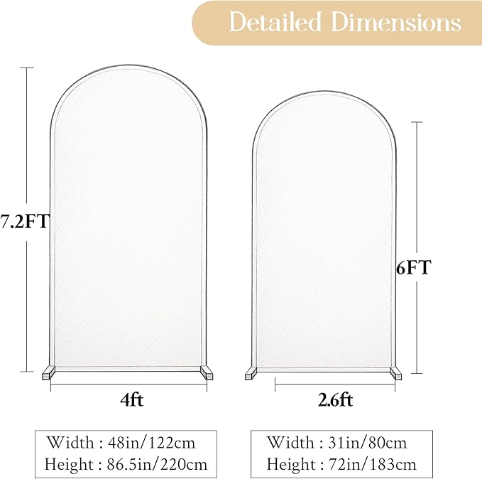Yellow Arch Backdrop Cover Set of 2 Birthday Party Arch Covers 7.2 and 6ft Wedding Arch Cover Stretchy Backdrop Bridal Baby Shower Birthday Arch Covers Spandex