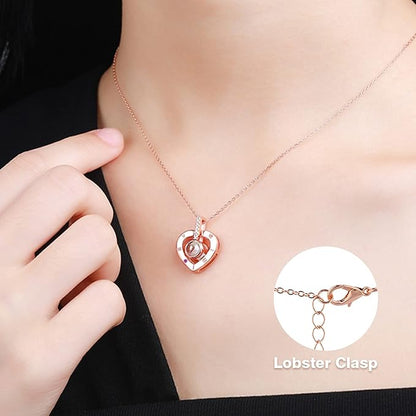 Preserved Real Rose for Mom with I Love You Necklace in 100 Language Girlfriend, Eternal Real Rose Flower Gifts for Women Mom Wife on Mothers Day Birthday Anniversaries