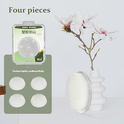 Calsoling 4 Pieces Flower Frog Transparent Flower Arrangement Holder, Round Pin Flower Holder Floral Arranging Frog with 3 Suction Cup from Japanese Ikebana Art for Home Plant Decoration DIY Craft