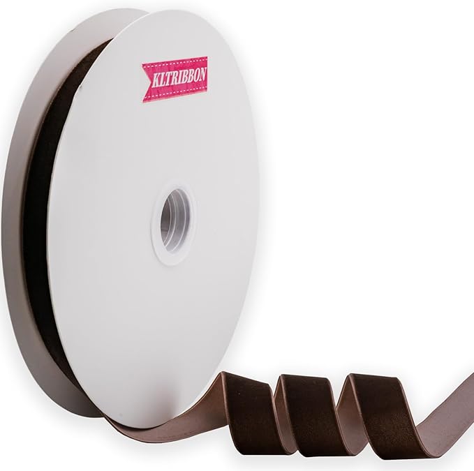 Nylon Velvet Ribbon Single Faced,1 Inch X 25Yards Spool (Brown)