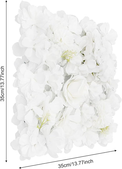 16Pcs Artificial Flower Wall Panel 3D Floral Backdrop Walls13.7 X 13.7" White Flower Wall Decor Panel Flower Backdrop for Party Home Background Decor
