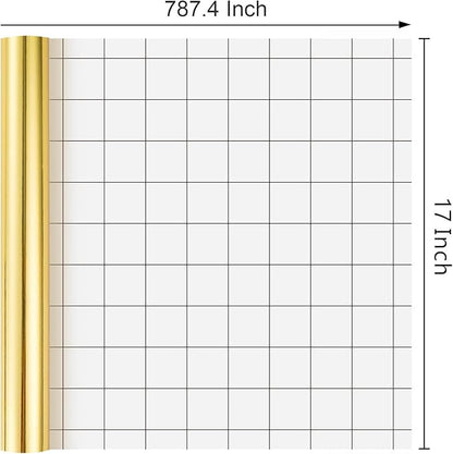 Merture Gold Wrapping Paper Roll - 17 In X 784.4 In (92.6 sqft) Metallic Gold Solid Color Gift Wrap with Grid Cutting Lines for Christmas, Wedding, Birthday, Valentines Day, Mothers Day, Baby Shower