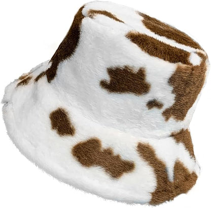 Winter Soft Faux Fur Plush Bucket Hat, Lovely Fisherman Cap, Fashion Outdoor Thick Warm Sun Cap for Women