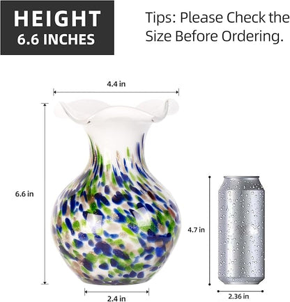 KAMMAK Colored Glass Vase, Beautiful Hand Blown Decorative Vase, Modern Art Vase for Flower Mantle Dining Table Centerpiece, Entryway Living Room Wedding Decoration, FH005