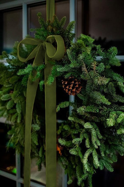 Olive Green Velvet Ribbon 1.5'' 25 Yards for Christmas Tree, Gift Wrapping, Flower Bouquet, Wreath Decorations, Bow Making