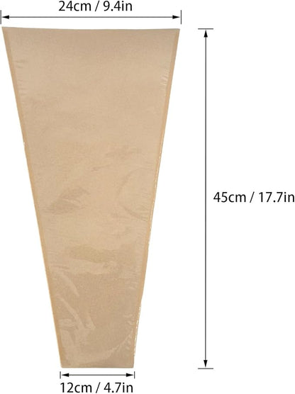 50pcs Waterproof Kraft Flower Bouquet Wrapping Paper Sleeves - Tear-Resistant Clear Window Sleeves for Wedding, Florist, Valentine's Day (18x9.8 Inch, Multi-Stem)