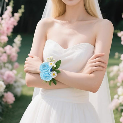 Foam Roses with Pearls 2.56in 50PCS Light Blue Roses Artificial Flowers Bulk Foam Flowers with Stem for Wedding, Bridal Shower, Cake, Graduation and Home Decor(Light Blue)