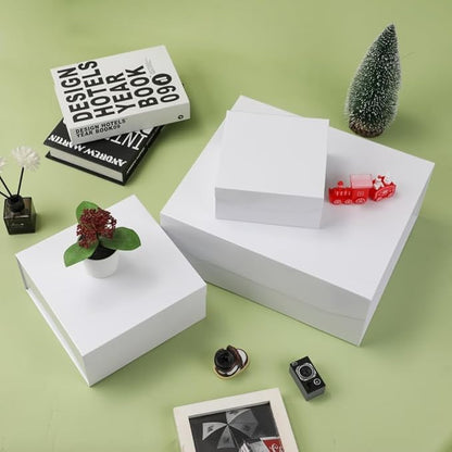 1 Pcs White Gift Box Large 13x11x5.3 Inch Large Black Gift Box Large Magnetic Gift Box with Crinkle Paper White Large Gift Box with Shredded Paper Luxury Gift Boxes with Lids for Presents