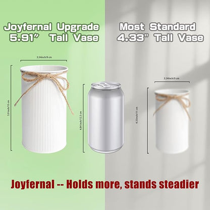 6" High Farmhouse Vases for Centerpiece, Rustic Mason Jars with Twine Bow for Flowers, Vintage Galvanized Metal Vase Tin Bucket for Wedding Home Decor (White, 12Pcs)