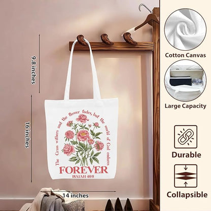 Floral Christian Gifts Religious Gifts Makeup Bag, Canvas Tote Bag Grocery Bags for Yoga Totes for Women Birthday