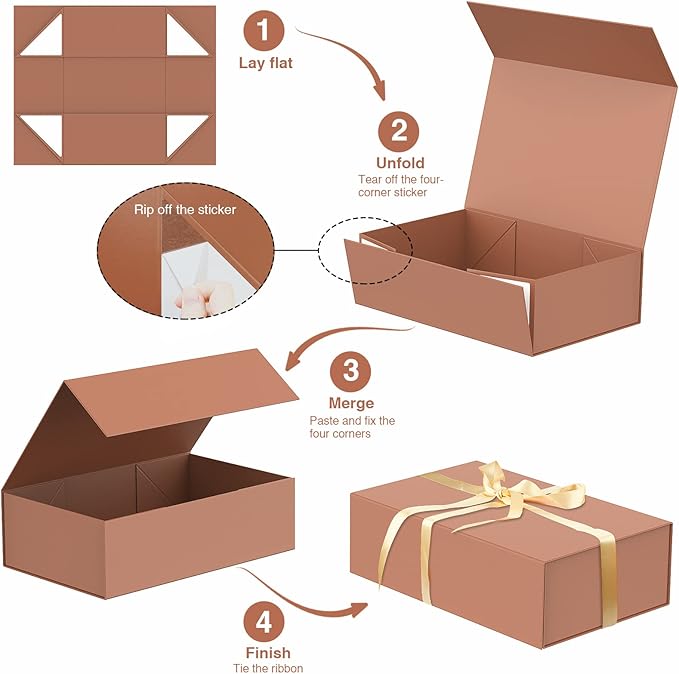 Luxury Large Gift Box 13.8"x9"x4.3" Storage Box Ribbon Magnetic Closure for Luxury Packaging Box for Mother's Day, Birthdays, Bridal Gifts,Weddings