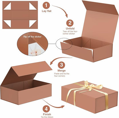 Luxury Large Gift Box 13.8"x9"x4.3" Storage Box Ribbon Magnetic Closure for Luxury Packaging Box for Mother's Day, Birthdays, Bridal Gifts,Weddings