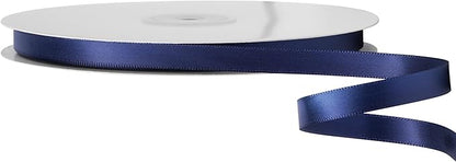 LIUYAXI Navy Blue Double Faced Satin Ribbon, 1/4" X Continuous 50 Yards, Thin Ribbons Perfect for Gift Wrapping Wedding Invitation Card Hair Bows Tag Floral Arrangement DIY Craft