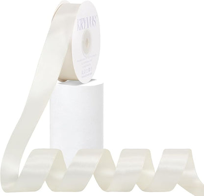 Antique White Satin Ribbon, Double Faced 1 Inch X 25 Yards Antique White Ribbon, Premium Satin Ribbon for Gift Wrapping, Crafts, Hair Bow Making, Sewing, Flower Bouquet, Wedding Party Decor