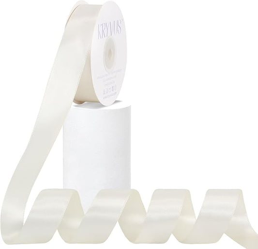 Antique White Satin Ribbon, Double Faced 1 Inch X 25 Yards Antique White Ribbon, Premium Satin Ribbon for Gift Wrapping, Crafts, Hair Bow Making, Sewing, Flower Bouquet, Wedding Party Decor