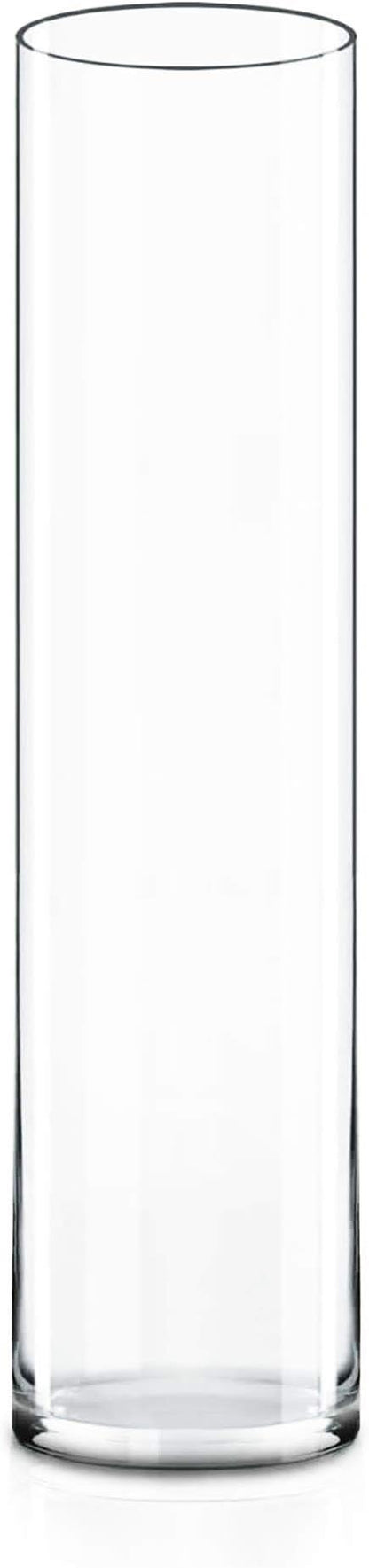 CYS EXCEL Cylinder Clear Glass Vase (H:26" D:6") | Multiple Size Choices Glass Flower Vase Centerpieces | Hurricane Floating Candle Holder Vase