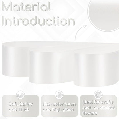 White Satin Ribbon 1-1/2 Inch 30 Yards, White Ribbon for Gift Wrapping, Flower Bouquet, Crafts, Baby Shower, Christmas, Wedding and Bow Making