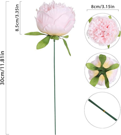 Pink Peonies Artificial Flowers 16pcs Light Pink Flowers Silk Flowers Fake Peonies Faux Peony Flowers Heads with Stem Floral Arrangement for Home Wedding Party Festival Decor (Light Pink)