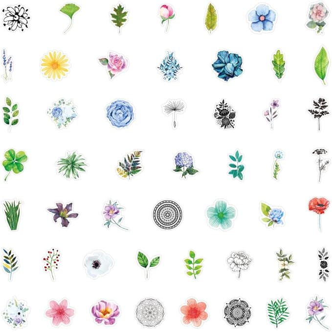 100pcs Cute Flower Stickers Waterproof Vinyl Stickers Flower Stickers for Notebooks Diaries Greeting Cards Notebooks Gift Decorations Water Bottles DIY Crafts