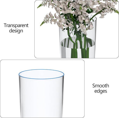 Sadstory Clear Tall Cylinder Flower Vase, Clear Acrylic Table Vase for Centerpieces, 6 Packs
