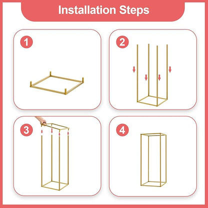10PC 23.6" Flower Stand for Wedding Metal Cylinder Stands for Party Rectangular Gold Centerpieces Flower Vase Gold Pedestal Columns for Weddings Indoor Outdoor Flower Plant Stand Decoration