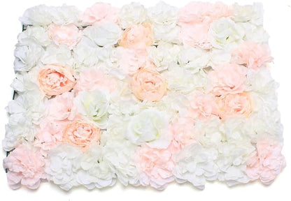 Eapmic 5Pcs 23.62"x 15.74" Artificial Flower Wall Panels,Flower Wall Mat Silk Flower Panels for Outdoor Garden Backyard Fence Fence Privacy Screen and Indoor Wall Decor(Pale Pinkish Grey)