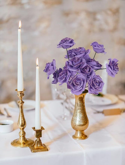 100pcs Purple Glitter Roses 2.56" Foam Glitter Flowers Fake Roses Purple Flowers Artificial Roses for Bridal Shower Centerpieces DIY Wedding Flower Floral Arrangements (Purple)