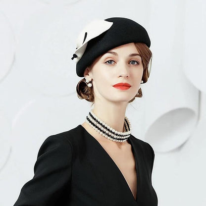 ORIDOOR Women Vintage 100% Wool Felt Flowers Bucket Cloche Bowler Hat Church Wedding Beret Hat