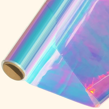 SYOGUA 34in x 50ft Iridescent Cellophane Wrap Roll, Extra Wide Iridescent Film Cellophane Wrap Rainbow Colored Cellophane Roll for Gift Baskets, Crafts, Candy, Gifts, Flowers