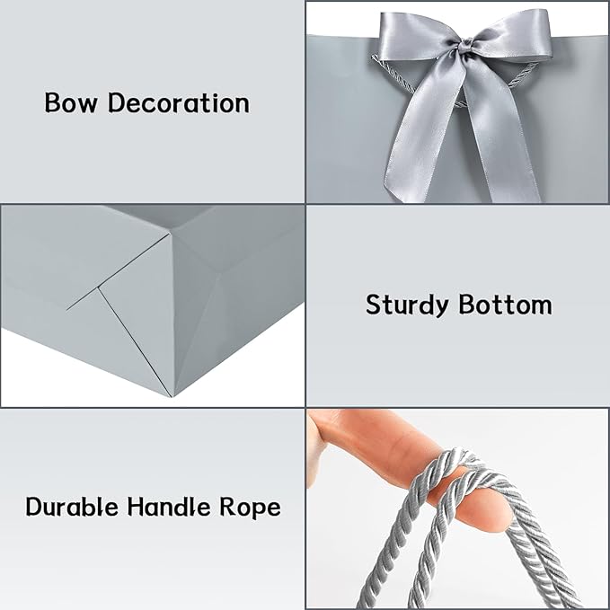JMANNI Gift Bags, 1PCS Gift Bags Large with Ribbon and 1 Greeting Cards 2 Tissue Paper, Portable Paper Gift Bag with Handles, Birthday Gift Bags,Present Bags for Wedding Party Mothers Day