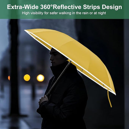 4-in-1 Inverted Travel Umbrella Compact, Automatic Large Umbrellas for Rain & Sun, Portable Windproof Umbrella for Backpack, Reverse Folding Umbrella for UV with Reflective Strips,Lightweight