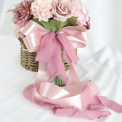 S_SSOY Wedding Bouquet Bride,Bride Bridal Bouquet Bridesmaid Artificial Flowers for Ceremony Anniversary Party Bridal Shower Decoration Wedding Bouquets (Bean Paste Pink)
